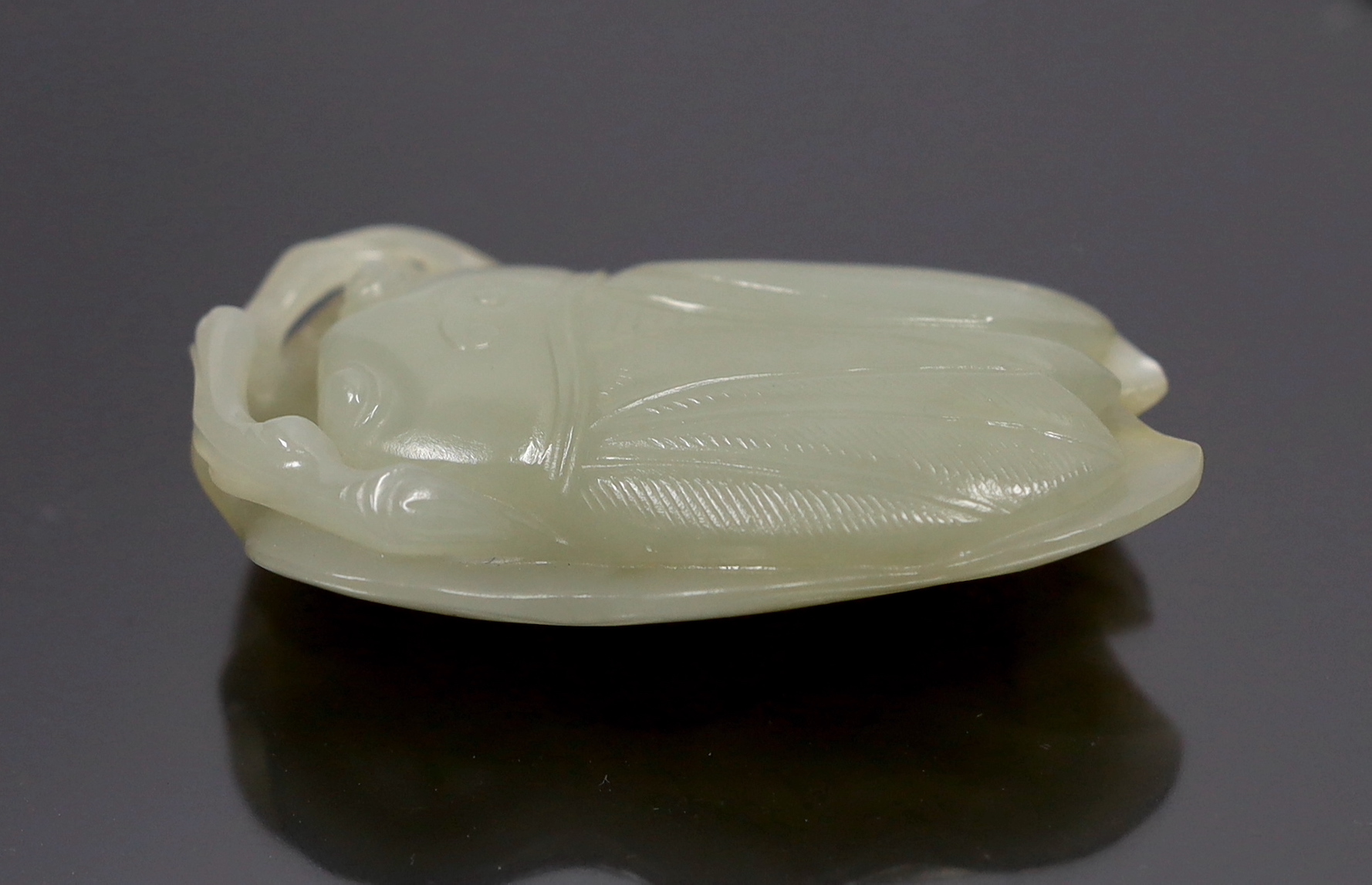 A Chinese jade cicada carving